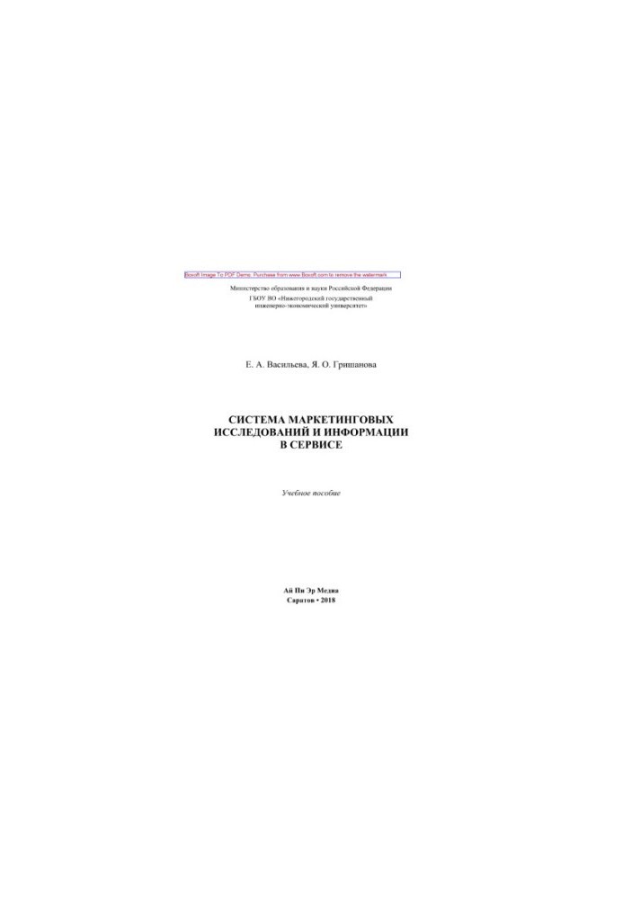Система маркетинговых исследований и информации в сервисе. Учебное пособие