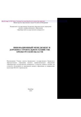 Инновационный менеджмент в дорожно-строительном хозяйстве Оренбургской области. Учебное пособие
