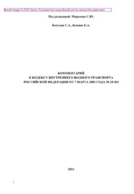 Comment to the Code of Inland Water Transport of the Russian Federation of March 7, 2001 No. 24-FZ