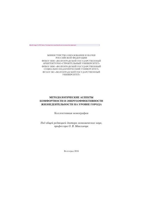 Методологические аспекты комфортности и энергоэффективности жизнедеятельности на уровне города. Коллективная монография