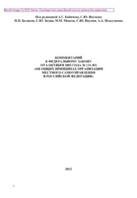 Комментарий к федеральному закону от 06.10.2003 г. № 131-ФЗ «Об общих принципах организации местного самоуправления в РФ» (2-