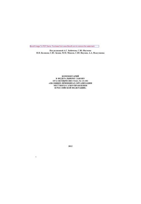 Комментарий к федеральному закону от 06.10.2003 г. № 131-ФЗ «Об общих принципах организации местного самоуправления в РФ» (2-