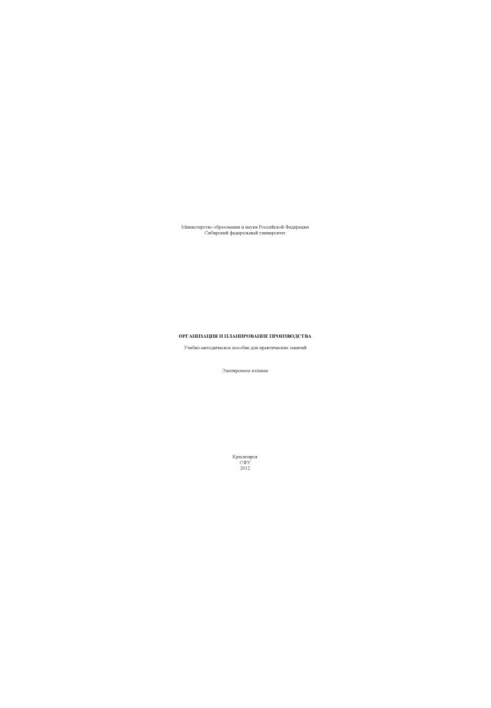 Organization and production planning