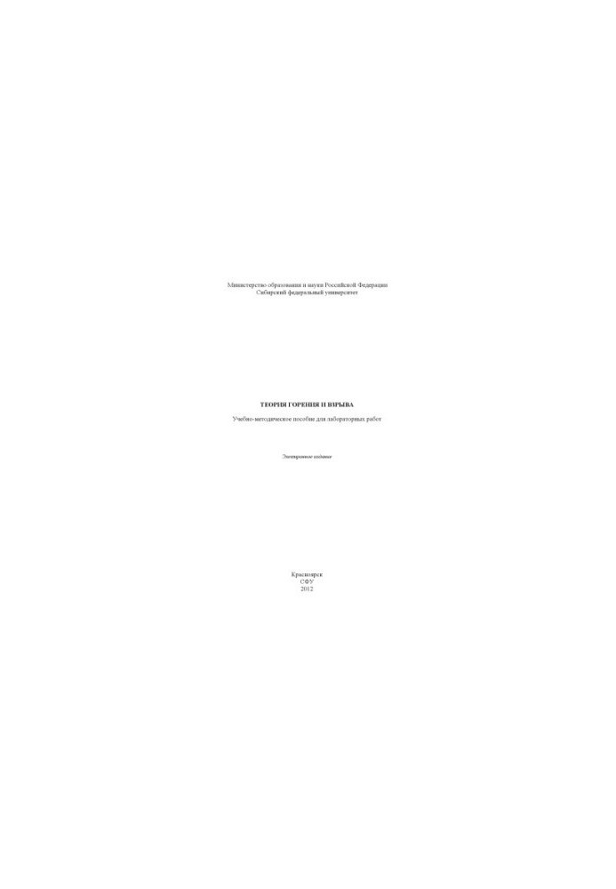 Theory of combustion and explosion