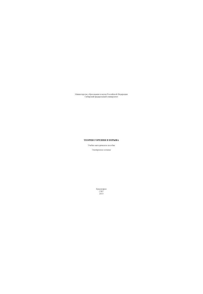 Theory of combustion and explosion