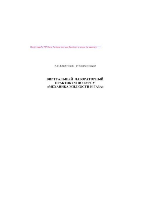 Virtual laboratory workshop on the course "Mechanics of liquid and gas". Training manual