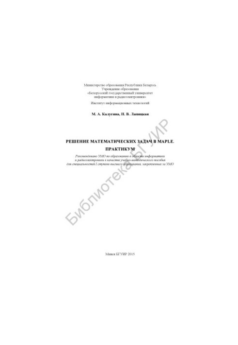 Solving mathematical problems in Maple. Workshop: training manual
