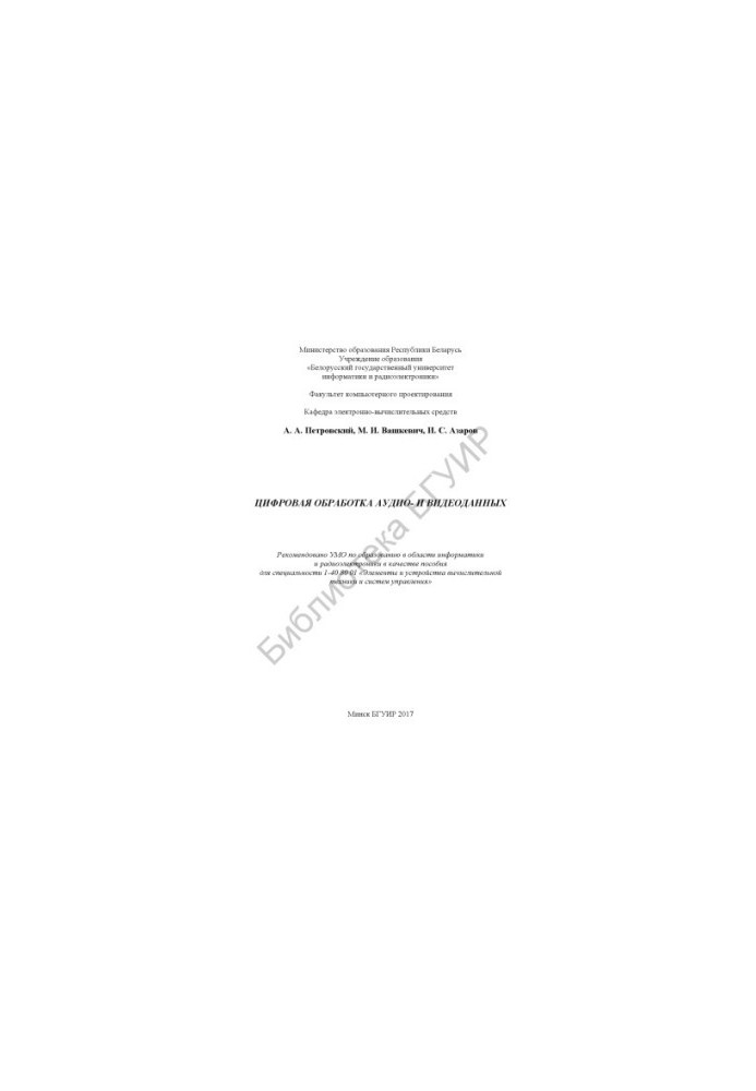Digital processing of audio and video data : manual