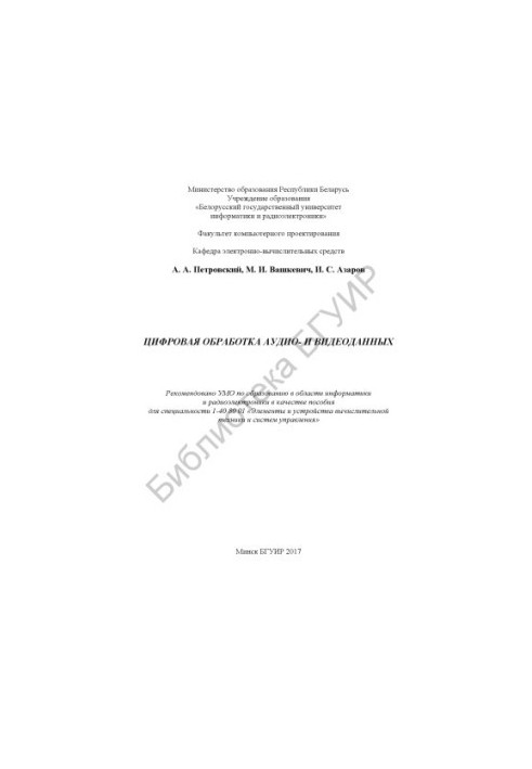Digital processing of audio and video data : manual