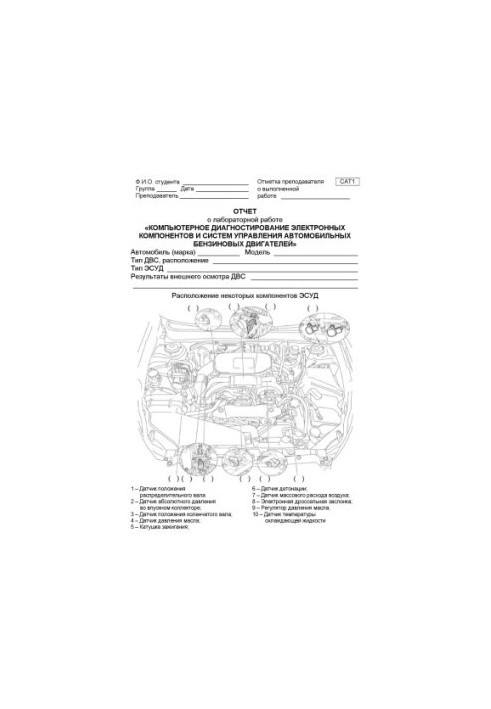 Отчет о лабораторной работе Компьютерное диагностирование электронных компонентов и систем управления автомобильных бензиновы