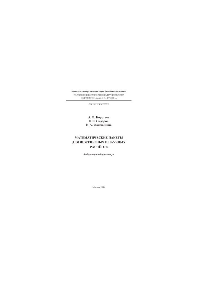 Korotayev A.F. et al. Mathematical packages for engineering and scientific calculations