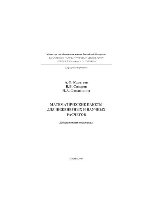 Korotayev A.F. et al. Mathematical packages for engineering and scientific calculations