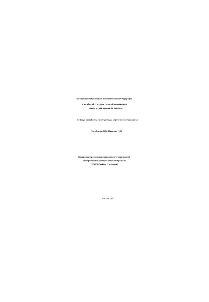 Construction of three-dimensional hydrodynamic models in the professional software product NEXUS-Desktop (Landmark).