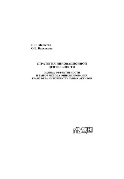 Innovation strategy. Evaluation of efficiency and choice of method of financing the transfer of intellectual assets