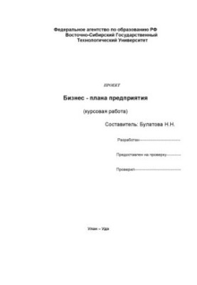 Проект бізнес-плану підприємства (курсовий проект)
