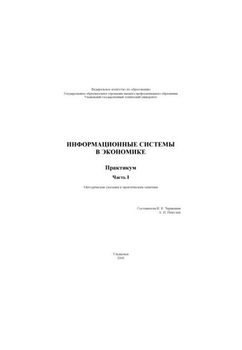 Information systems in economics. Workshop. Part I: methodical instructions for practical exercises