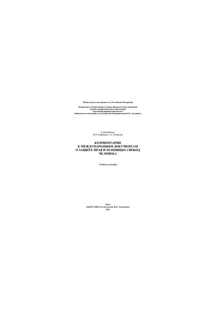 Comments on international instruments for the protection of human rights and fundamental freedoms.