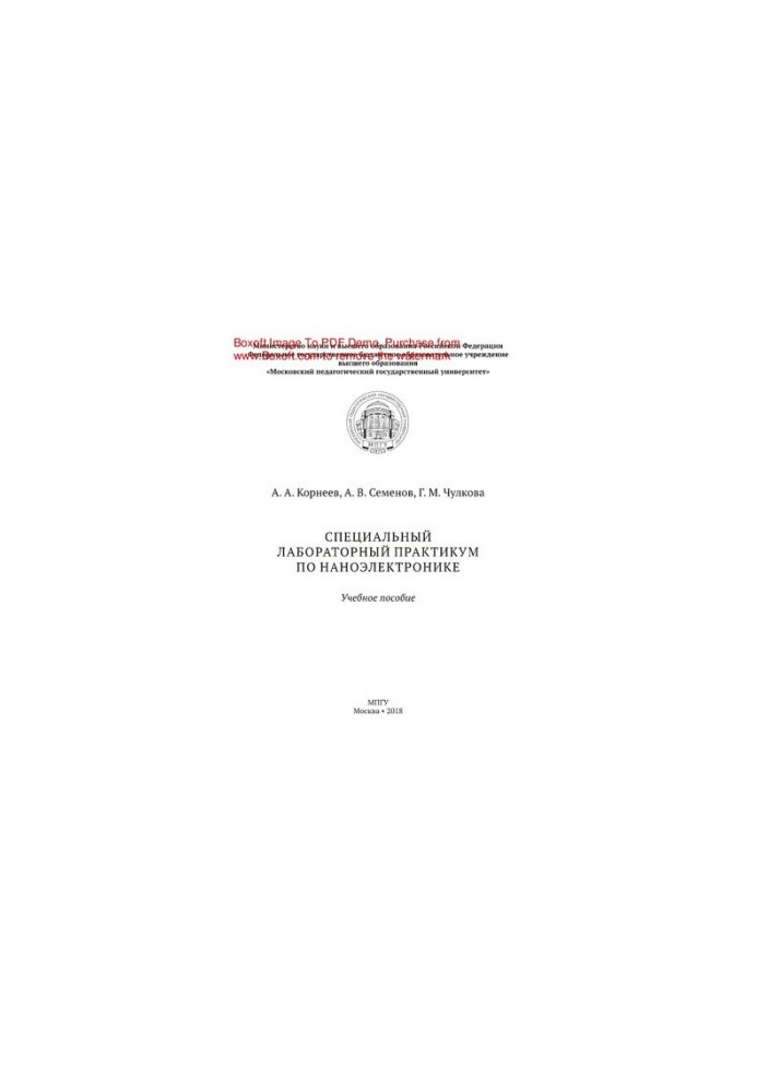 Special laboratory workshop on nanoelectronics. Training manual