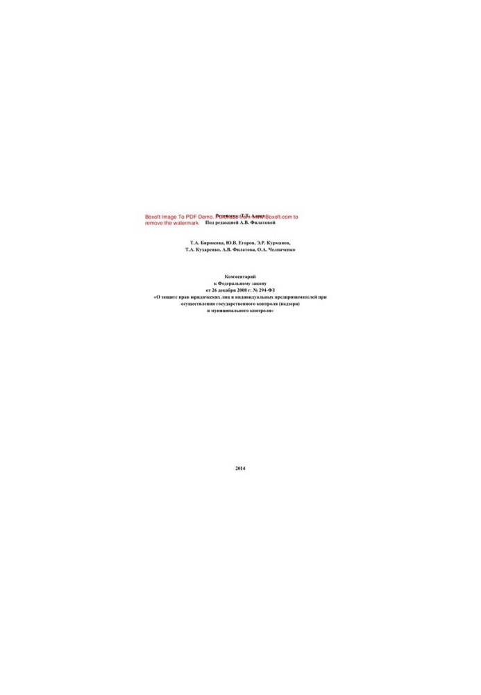 Comment to Federal Law No. 294-FZ of December 26, 2008 “On Protection of the Rights of Legal Entities and Individual Entrepreneurs”