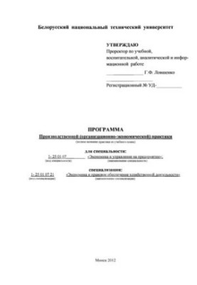 Program of production (organizational and economic) practice