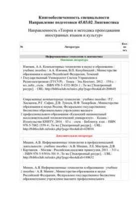Specialty direction 45.03.02 Linguistics Direction "Theory and methods of teaching