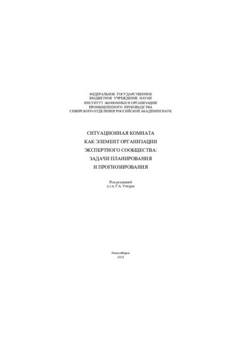 Ситуационная комната как элемент организации экспертного сообщества: задачи планирования и прогнозирования: Situation room as