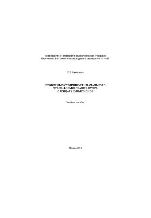 Проблемы устойчивости начального этапа формирования пучка отрицательных ионов: Учебное пособие
