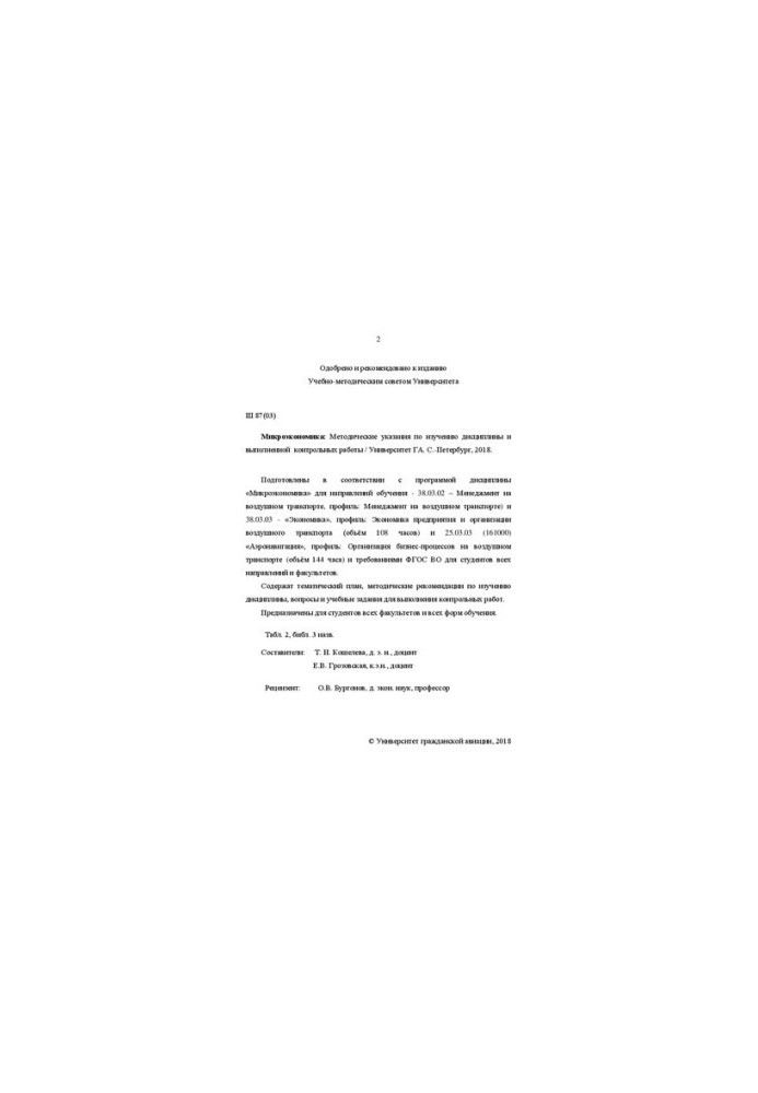 Microeconomics: Methodical instructions for studying the discipline and performing control work. For students of all faculties