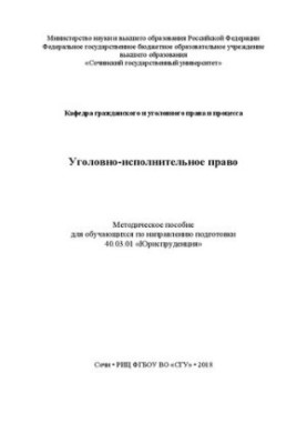 Criminal Enforcement Law: Methodical Manual for Students in the Direction of Training 40.03.01 “Jurisprudence”