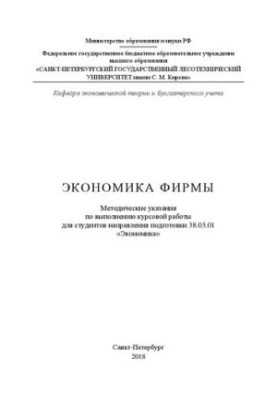 Economics of the company: Methodical instructions for the implementation of coursework for students of the direction of training 38.03.01 «Economics