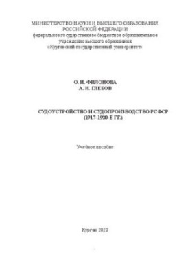 Судоустройство и судопроизводство РСФСР (1917–1920-е гг.): Учебное пособие
