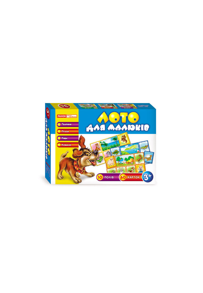 Lotto for kids. Animals, birds, fish and insects