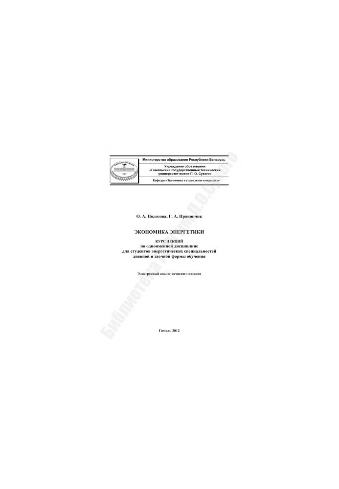 Экономика энергетики