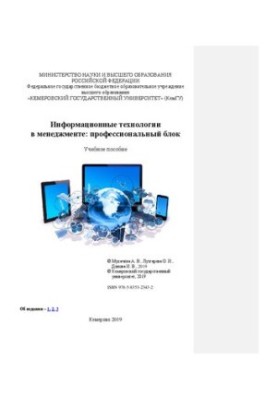 Информационные технологии в менеджменте: профессиональный блок: учебное пособие