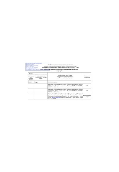 Учебно-методическое и информационное обеспечение основной образовательной программы высшего образования (ОПОП ВО ) Бакалавриа
