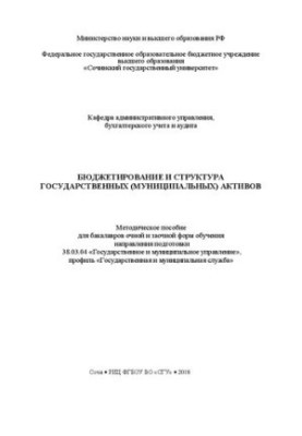 Бюджетирование и структура государственных (муниципальных) активов: Методическое пособие для бакалавров очной и заочной форм 