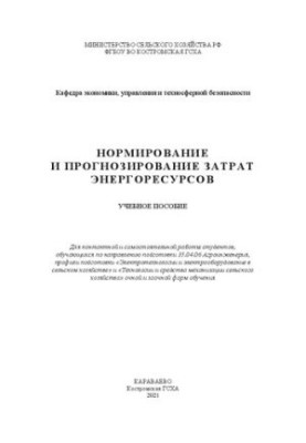 Нормирование и прогнозирование затрат энергоресурсов: учебное пособие