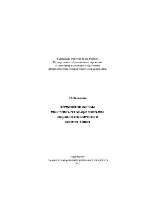 Формирование системы мониторинга реализации программы социально-экономического развития региона: Монография