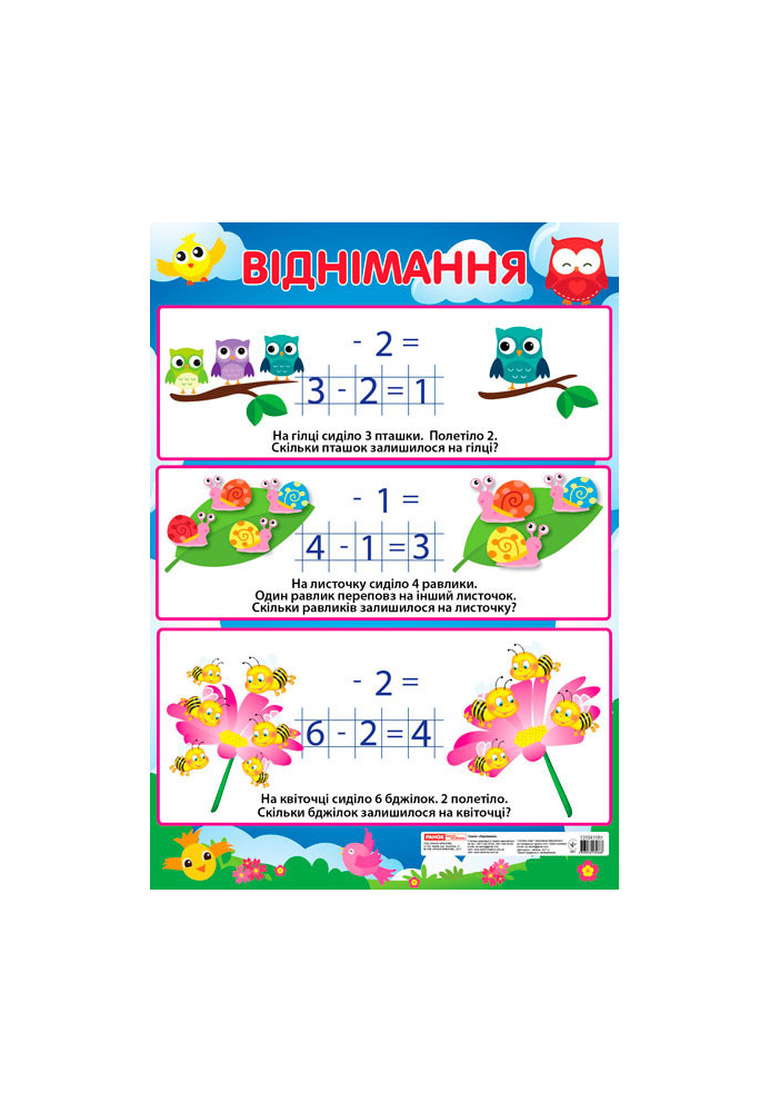 Poster. Subtraction (primary school)