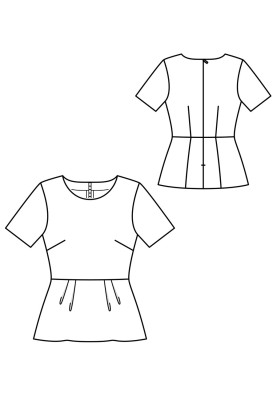 Pattern Blouse with short sleeves and basque (Burda 5/2020, pattern number 103) (Burda 5/2020, № викрійки 103)