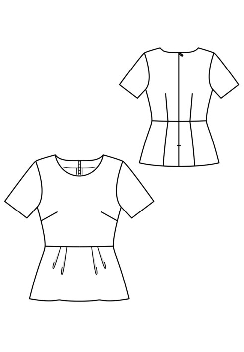 Pattern Blouse with short sleeves and basque (Burda 5/2020, pattern number 103) (Burda 5/2020, № викрійки 103)