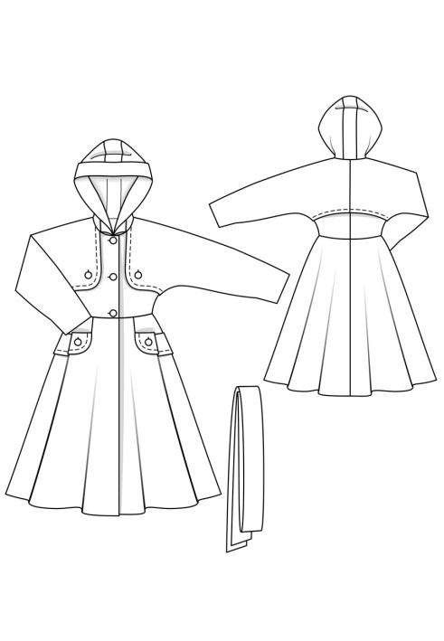 Pattern Vintage coat with a hood (Burda 10/2020, pattern number 114) (Burda 10/2020, № викрійки 114)