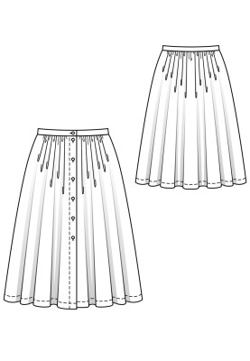 Pattern Maxi skirt with button fastening (Burda 4/2020, pattern no. 124) (Burda 4/2020, № викрійки 124)