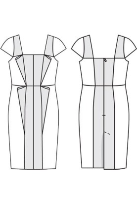 Pattern Cocktail dress with a rectangular neckline (Burda 11/2011, pattern number 125) (Burda 11/2011, № викрійки 125)