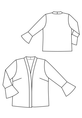 Pattern Jacket of a simple cut with ruffles on the sleeves (Burda 10/2019, pattern number 128 A)