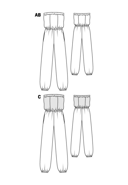 Выкройка Комбинезон трикотажный с открытыми плечами (Burda 4/2012, № выкройки 110 B)