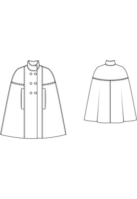 Викрійка Кейп двобортний з коміром-стойкою (Burda 10/2012, № викрійки 140)