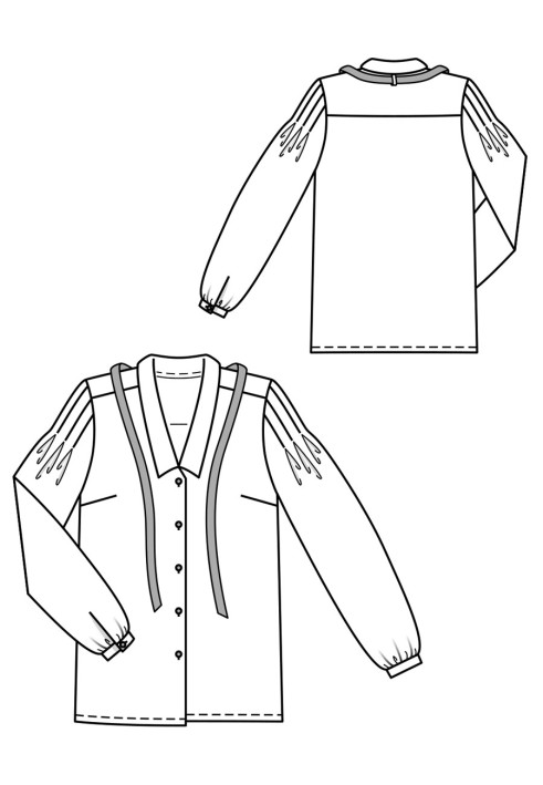 Выкройка Блузка прямого кроя со складками на рукавах (Burda 12/2018, № выкройки 115)
