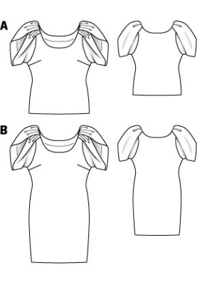 Pattern Top of a fitted silhouette with draperies on the sleeves (Burda 4/2012, pattern number 115 A)