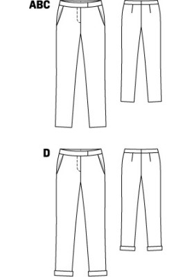 Выкройка Брюки узкие с боковыми карманами (Burda 11/2012, № выкройки 107 D)